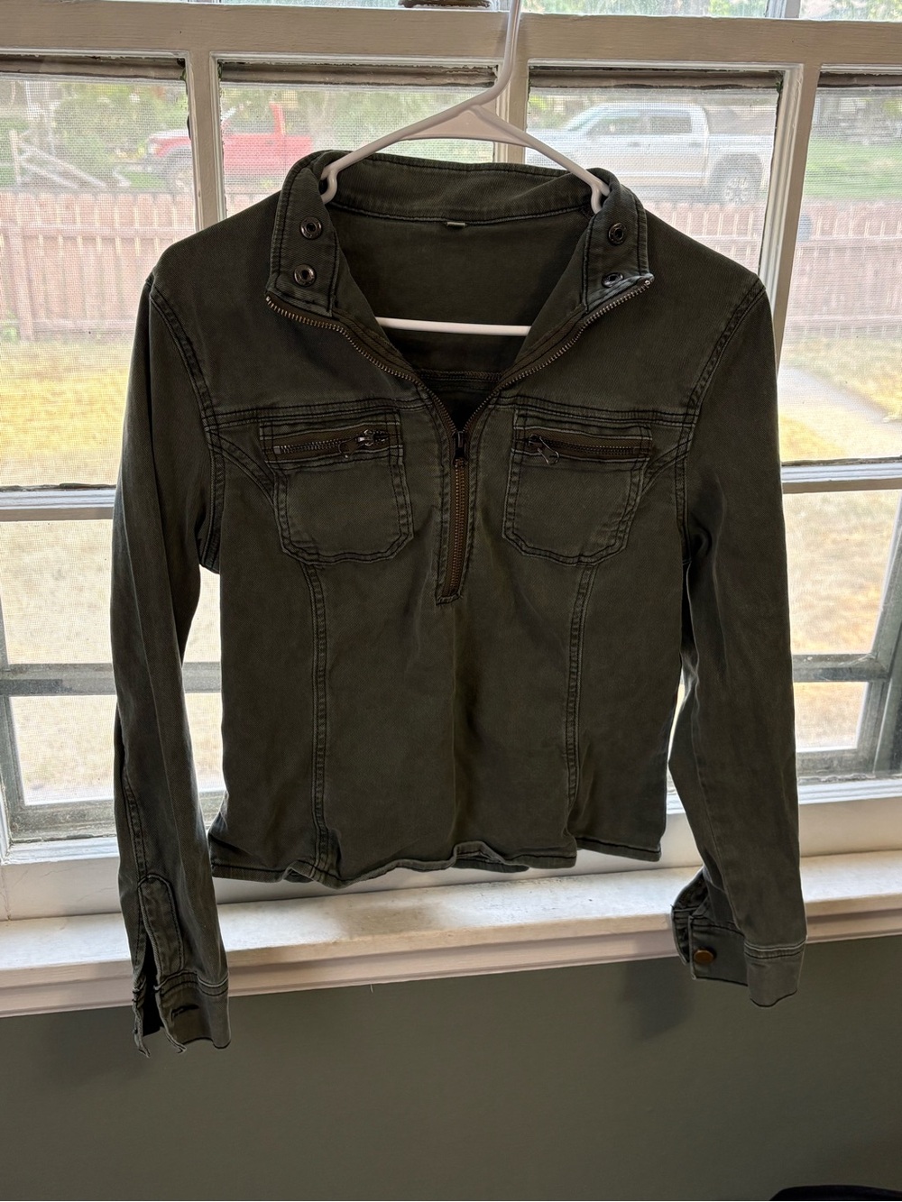 Source Unknown Olive Green Utility Half-Zip Women's Jacket